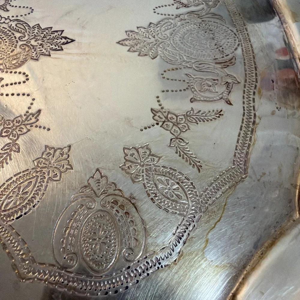 Vtg Brass Tray Embossed Design 12